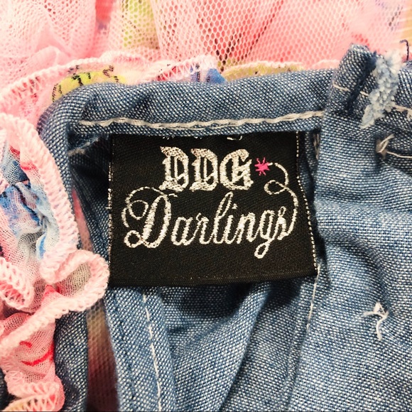 BOGO DDG Darlings Denim & Pink Tulle Flower Print Dress Size 3-6 Months - Picture 10 of 13